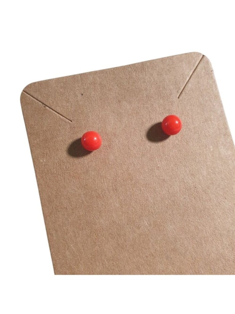Orange Bead Stud Earrings Lightweight Plastic Simple Round Women Girls Gift
